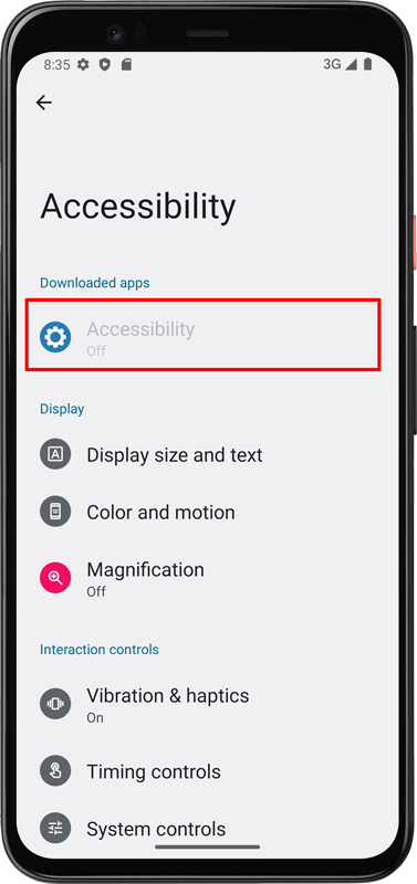 «Accessibility» might be grayed out.