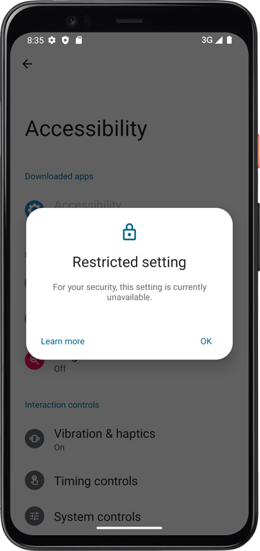 Allow restricted settings