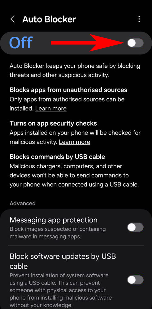 Deactivate «Auto Blocker».