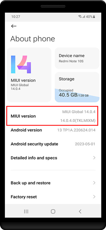 Find «MIUI version» and tap on it seven times until the «You are now a developer» notification appears.