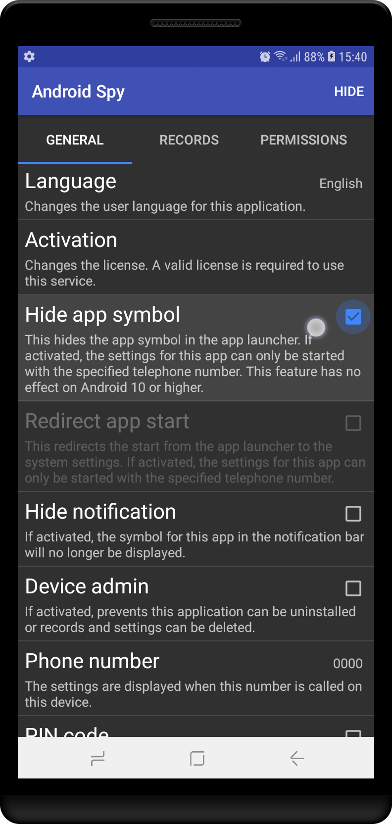 App-symbool verbergen