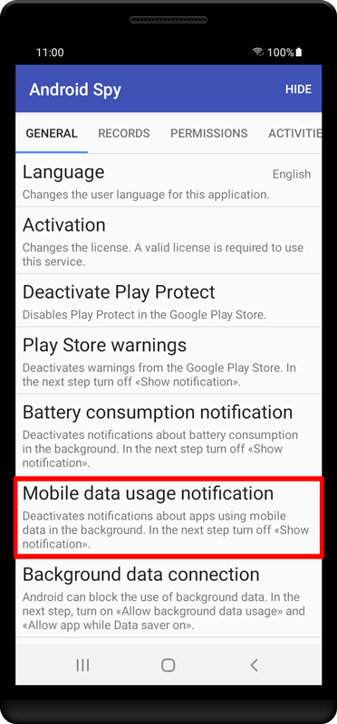 Press «Mobile data usage notification».