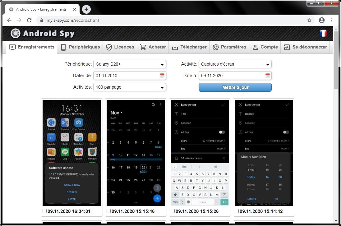 Enregistrer des captures d'écran du téléphone