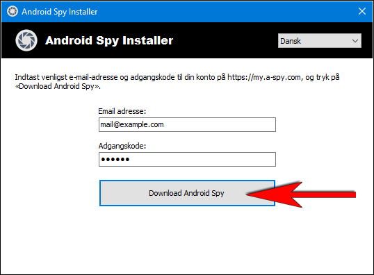 Tryk på «Download Android Spy».