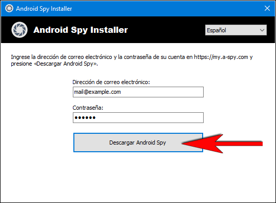 Presione «Descargar Android Spy».