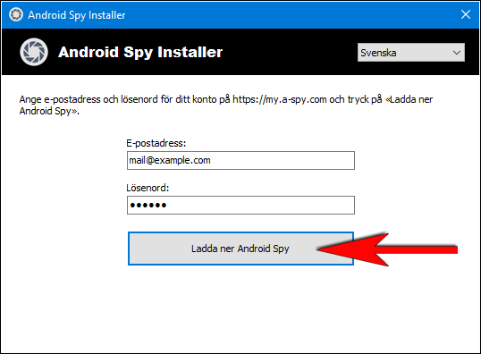 Tryck på «Ladda ner Android Spy».